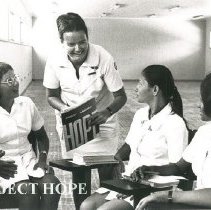 MacGillis, Ann, nurse educator, with students